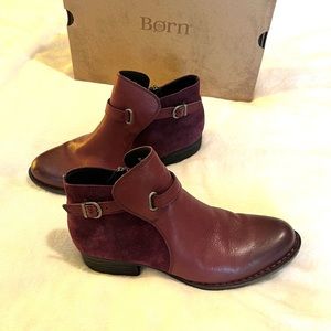 Born Marco Bootie Leather/Suede Burgandy Size 9M
